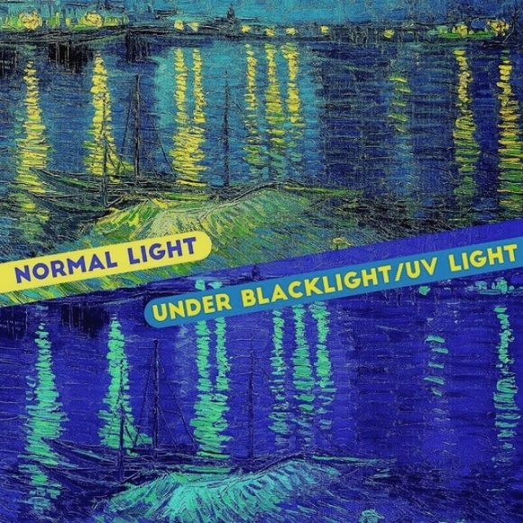 Huge Black Light Starry Night Over the Rhone Vincent Van Gogh Wall Tapestry New - Picture 5 of 9